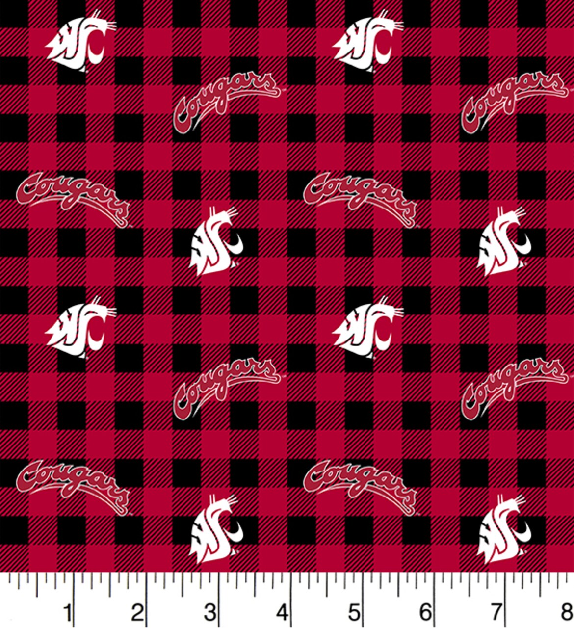 Sykel Enterprises-Washington State University Cotton Fabric-Washington State WSU Cougars Buffalo Plaid Cotton Quilting Fabric